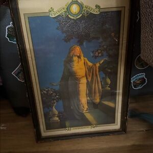 Antique Art DecoMaxfield Parrish”Enchantment" Edison Mazda Calendar Print,Framed